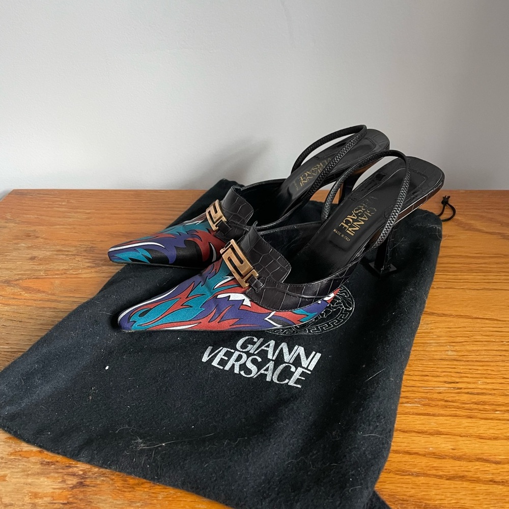 Vintage Gianni Versace Multicolor Pointed Toe Pumps Size 36.5 EU - Picture 4 of 6